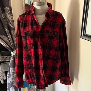 Classic Red and Black Plaid Men's Shirt George Size L 42-44